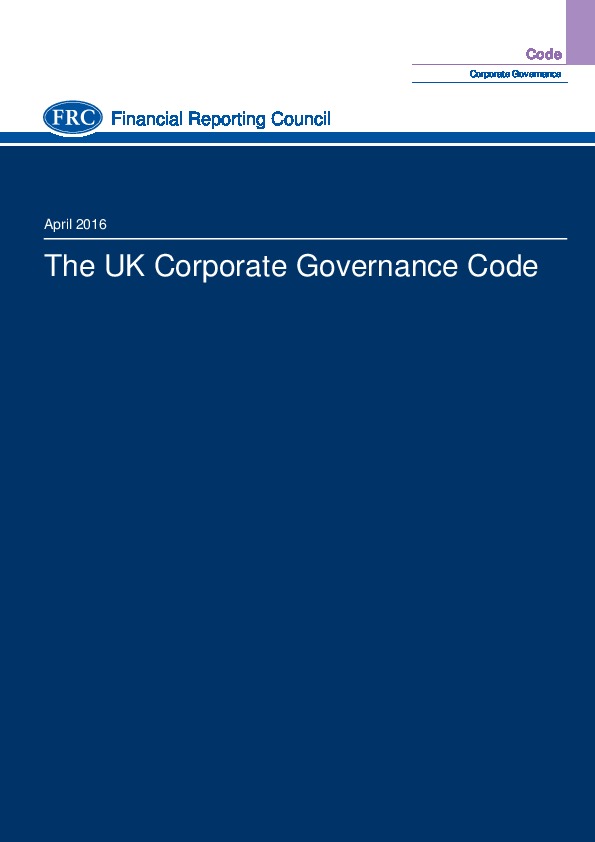 The UK Corporate Governance Code April 2016 Board Agenda