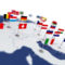 EU map, EU flags, 3D map, cross-border