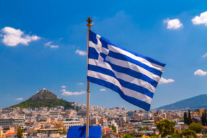 Greek flag, Athens, Greece