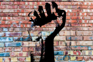 Revolutionary fist graffiti on wall