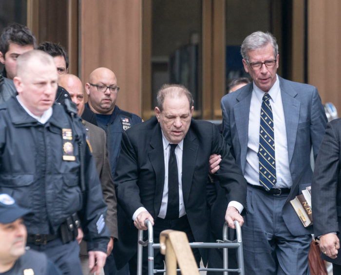 Harvey Weinstein leaves court during his trial