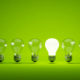 Lightbulbs on a green background