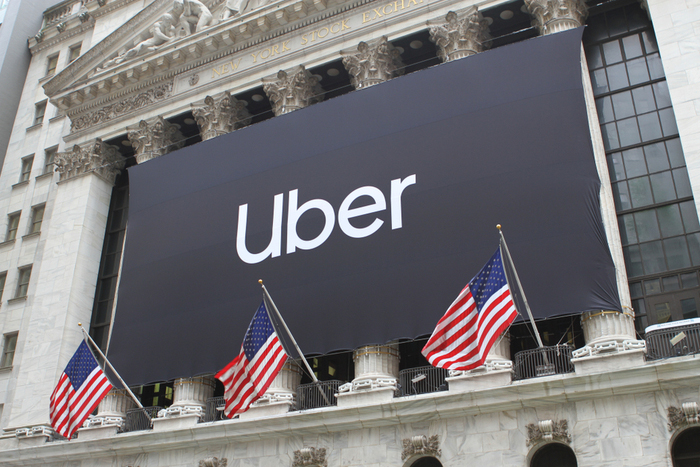 Uber sign on the New York Stock Exchange