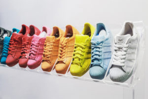 Row of Adidas trainers