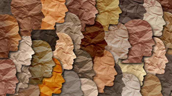 Paper faces with different skin tones