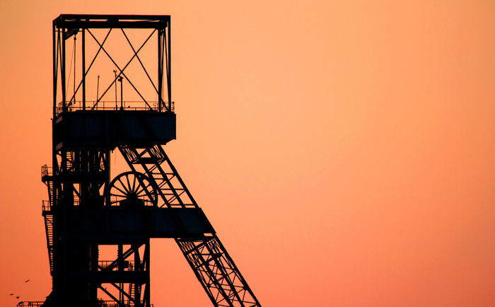 Mining shaft at sunset