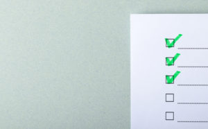 Compliance checklist for evaluation with green ticks