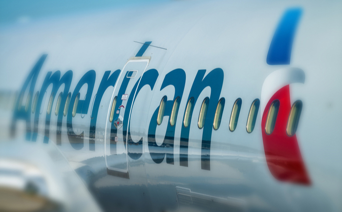 American Airlines plane with logo