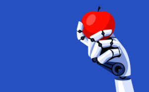 Robot holding an apple