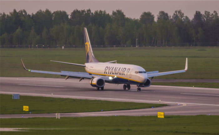 Ryanair plane in Vilnius, Lithuania