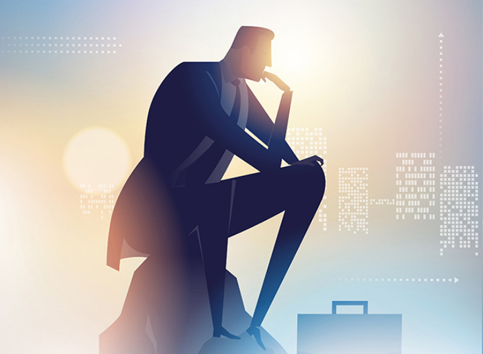 Businessman in thinker pose