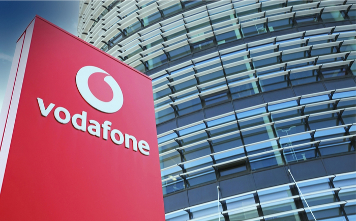 Vodafone logo outside Düsseldorf campus
