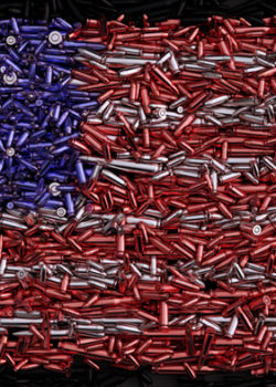 US flag formed out of bullets